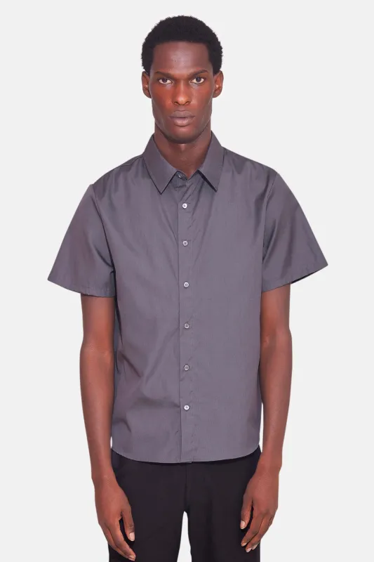 Poplin Short Sleeve Buttondown Charcoal sold by Blue & Cream