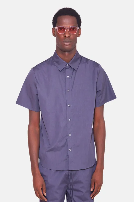 Poplin Short Sleeve Buttondown Charcoal Micro Stripe sold by Blue & Cream