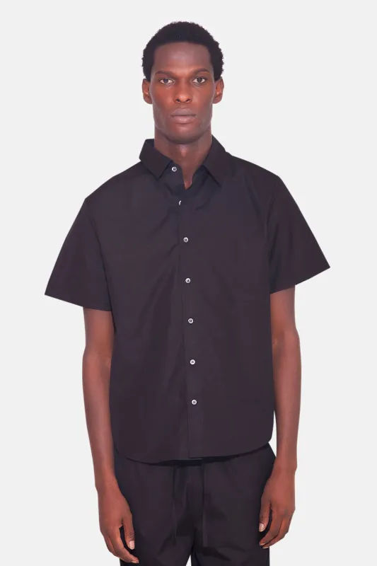 Poplin Short Sleeve Buttondown Black sold by Blue & Cream