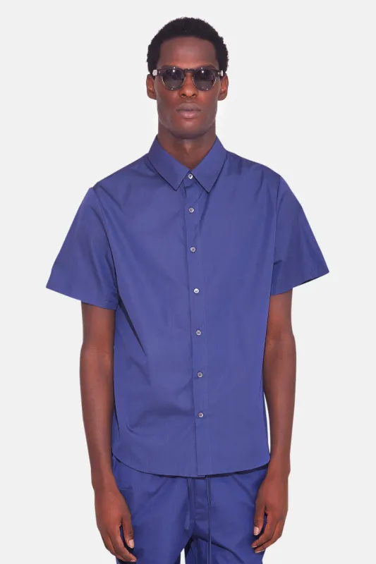 Poplin Short Sleeve Buttondown Navy Micro Stripe sold by Blue & Cream