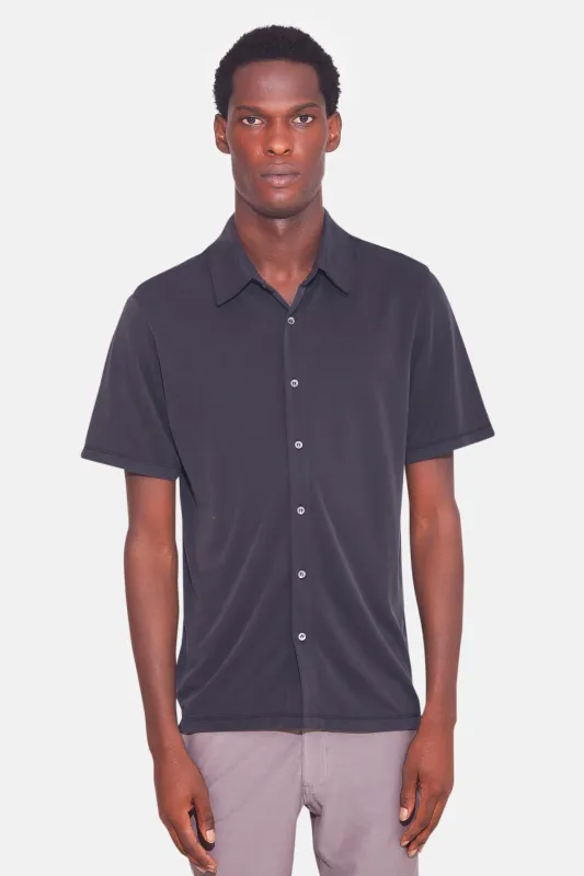 Short Sleeve Micro Pique Shirt Black sold by Blue & Cream