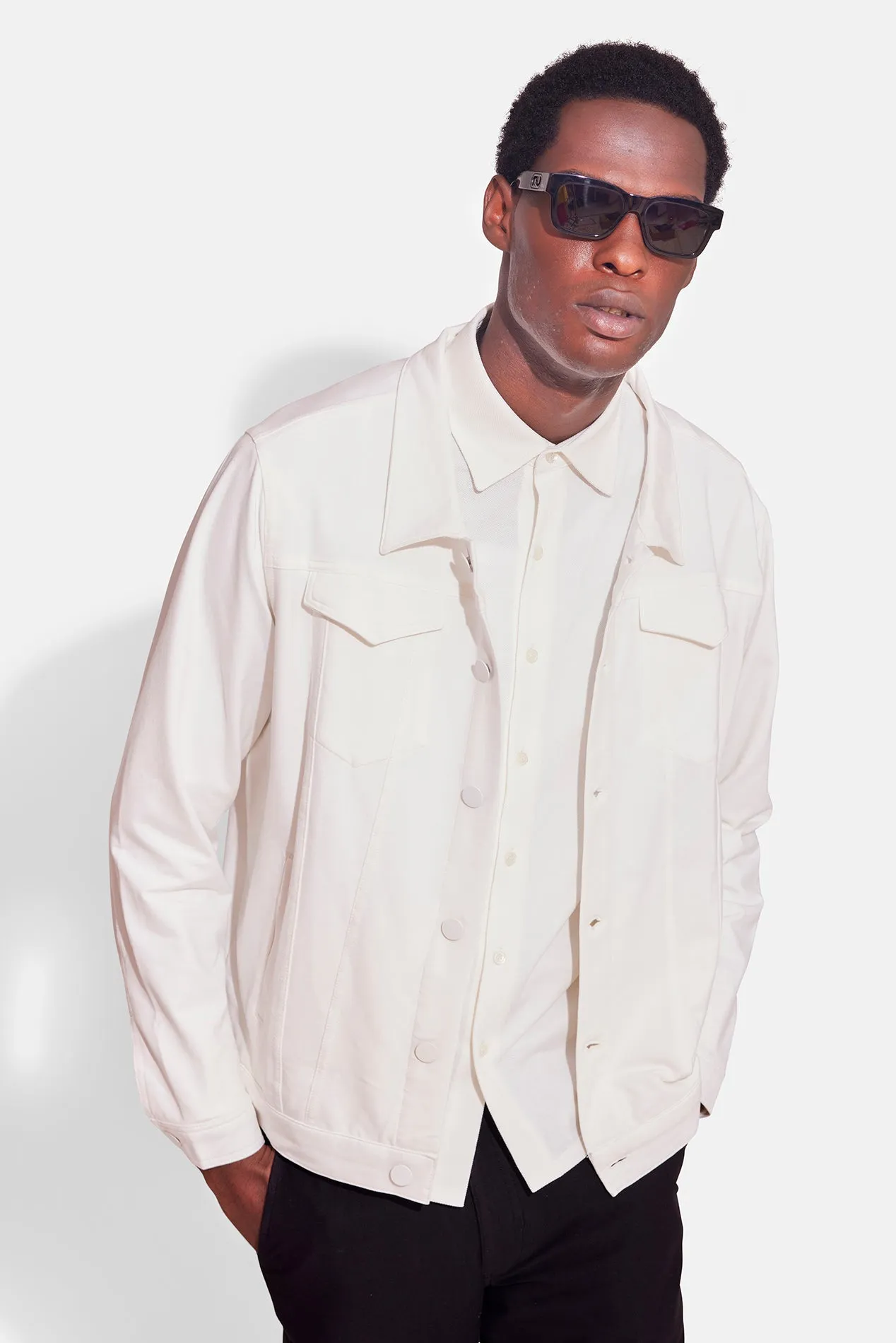 Light Trucker Jacket White sold by Blue & Cream product image thumbnail 4