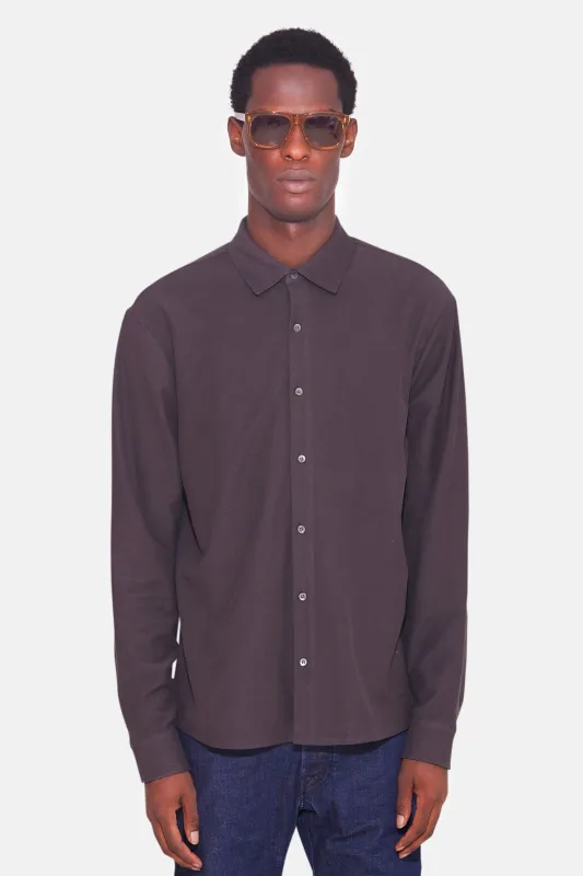Dre Pique Button Up Shirt Washed Dark Grey sold by Blue & Cream