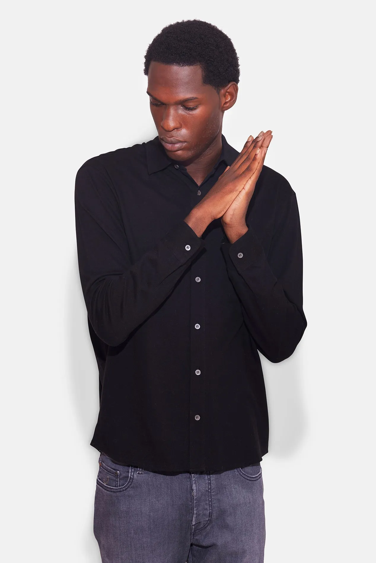 Dre Pique Button Up Shirt Black sold by Blue & Cream product image thumbnail 4
