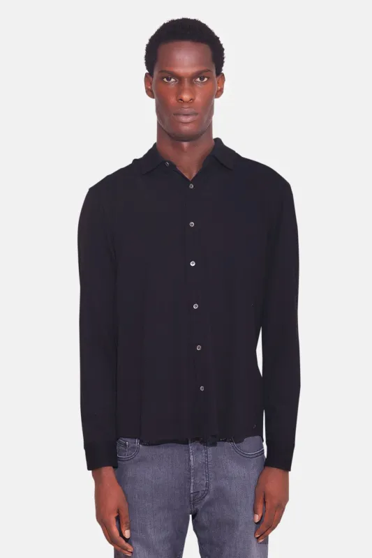 Dre Pique Button Up Shirt Black sold by Blue & Cream