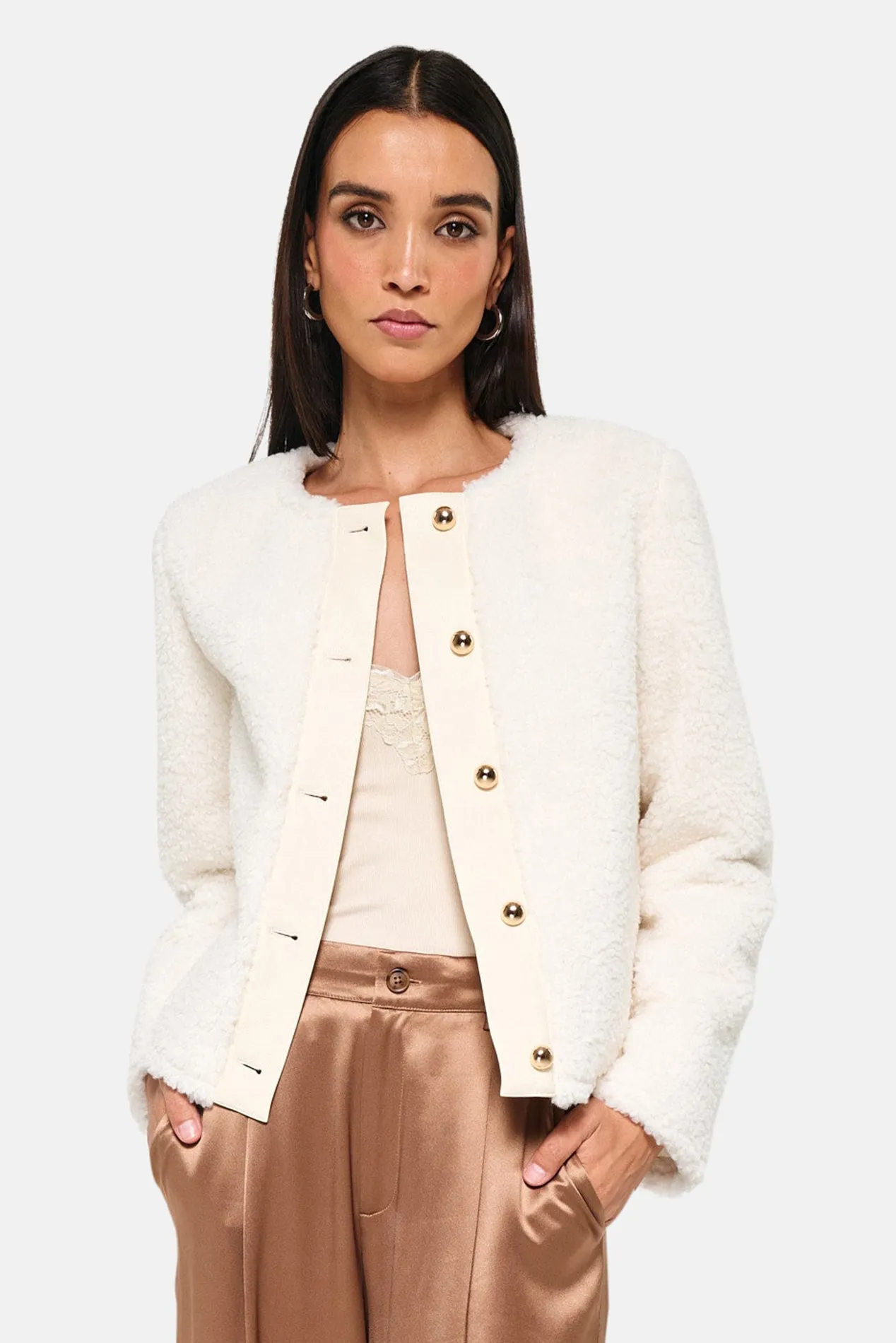 Pavan Sherpa Jacket Ecru sold by Blue & Cream