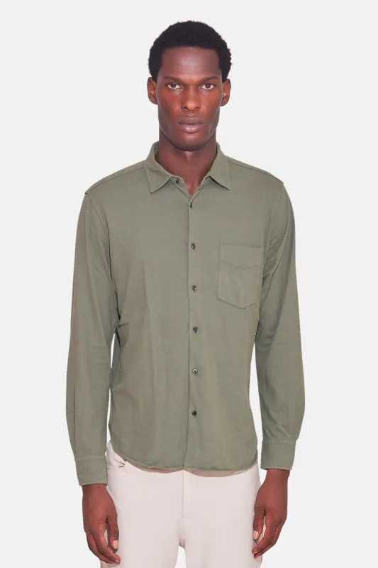 Velvet Jersey Shirt Military Green sold by Blue & Cream