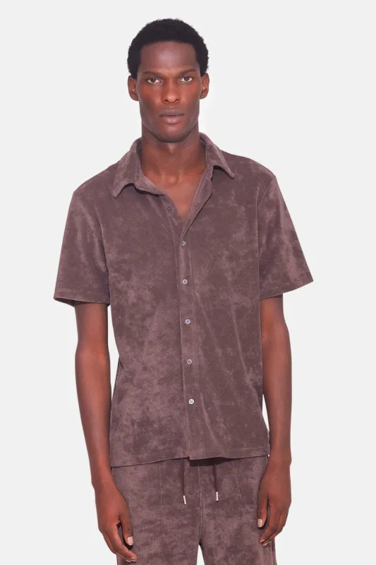 Men's Terry Buttondown Brown sold by Blue & Cream