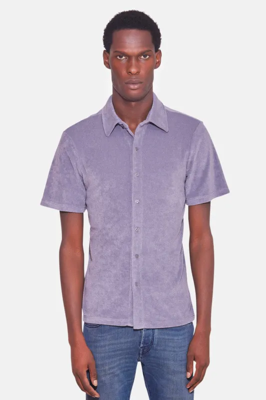 Men's Terry Buttondown Mink Grey sold by Blue & Cream