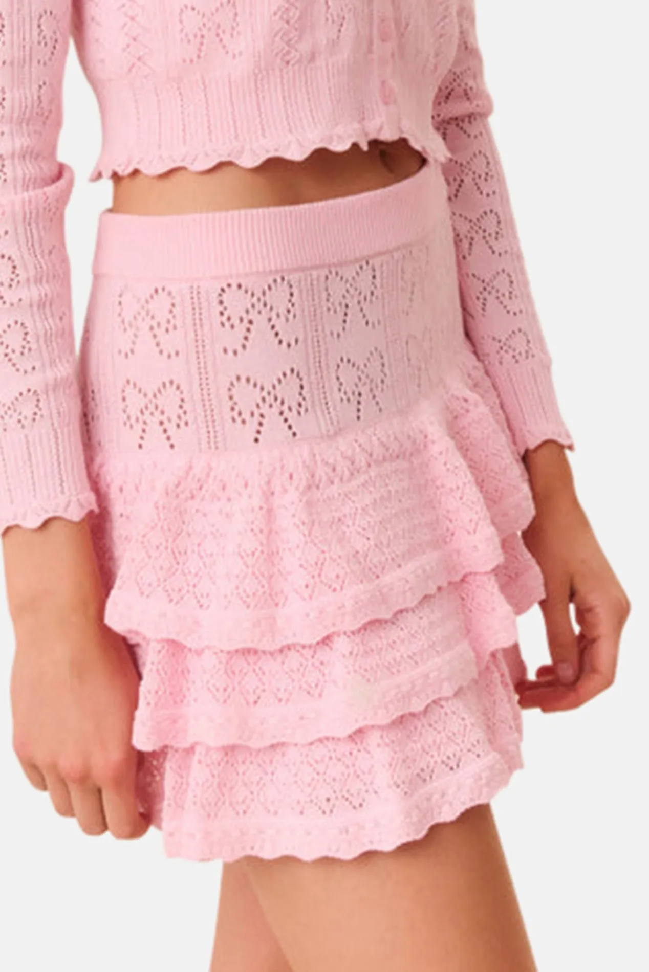 Baudin Bow Pointelle Mini Skirt Ballerina Pink sold by Blue & Cream product image thumbnail 2