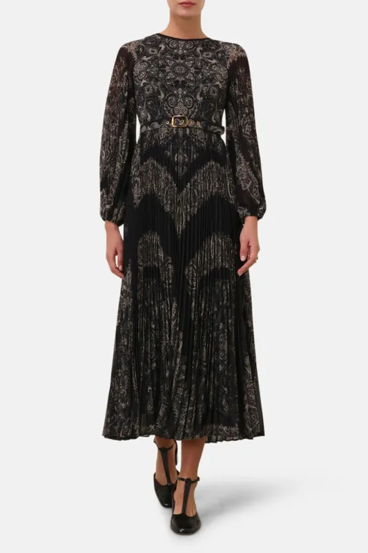 Sunray Long Sleeve Midi Dress Black Paisley sold by Blue & Cream