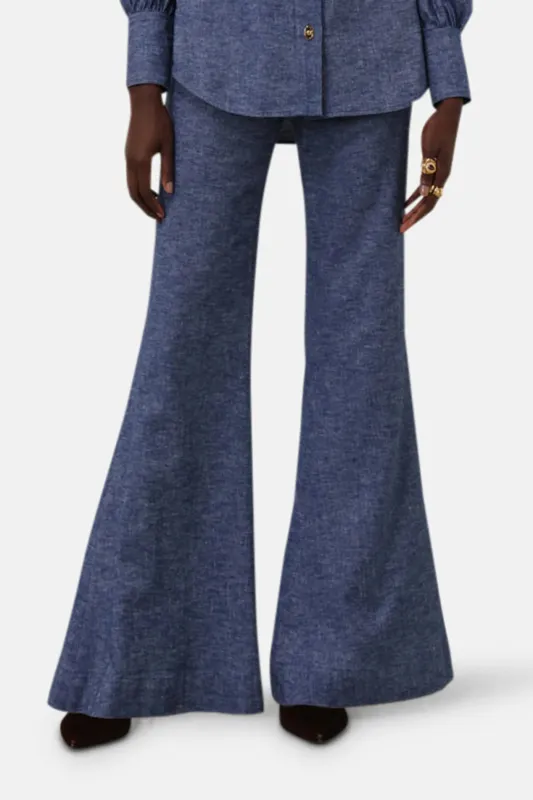 Eden Chambray Flare Pant Chambray sold by Blue & Cream