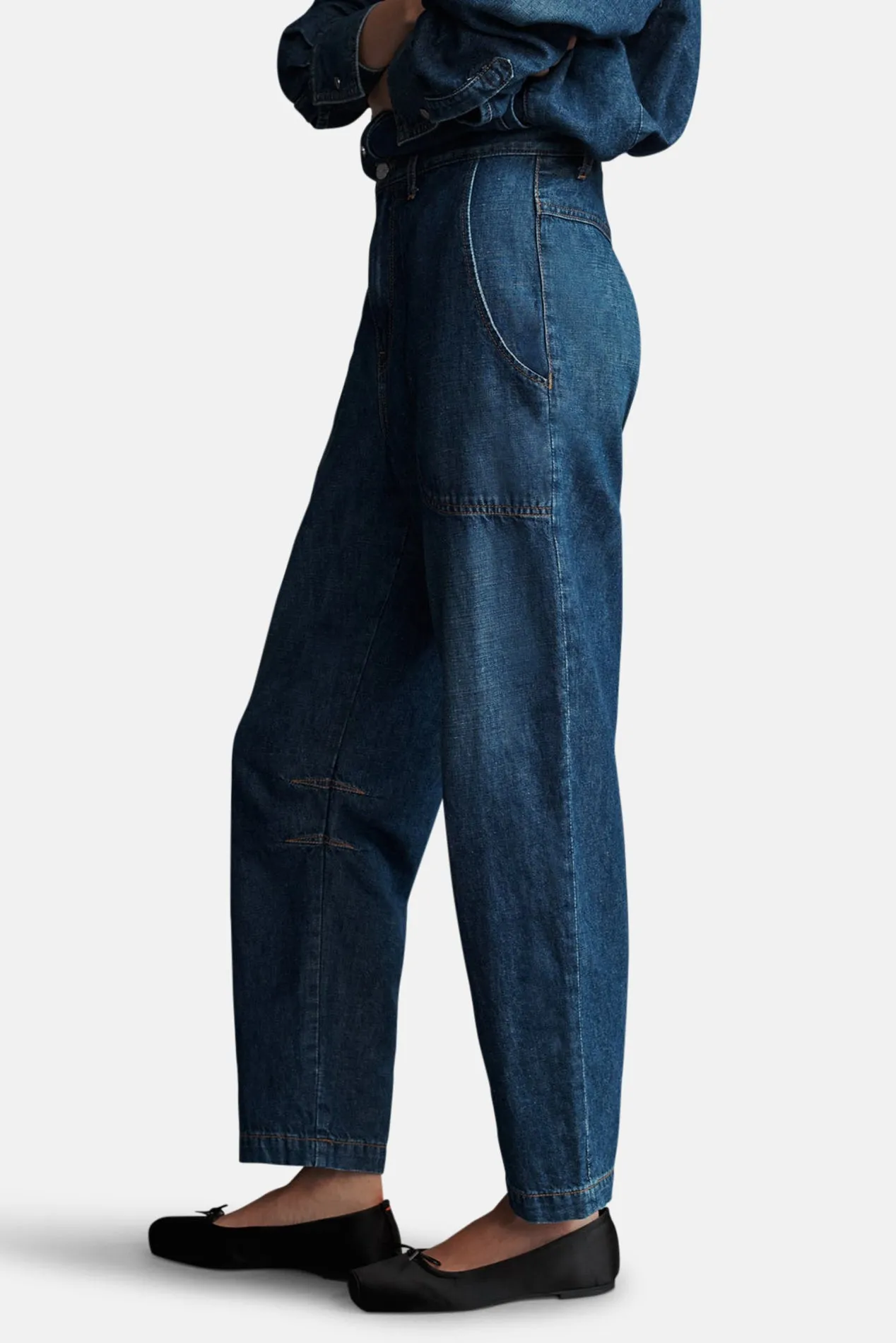 Jetties Beach Pant In Linen Cotton Denim Dark Wash sold by Blue & Cream product image thumbnail 2