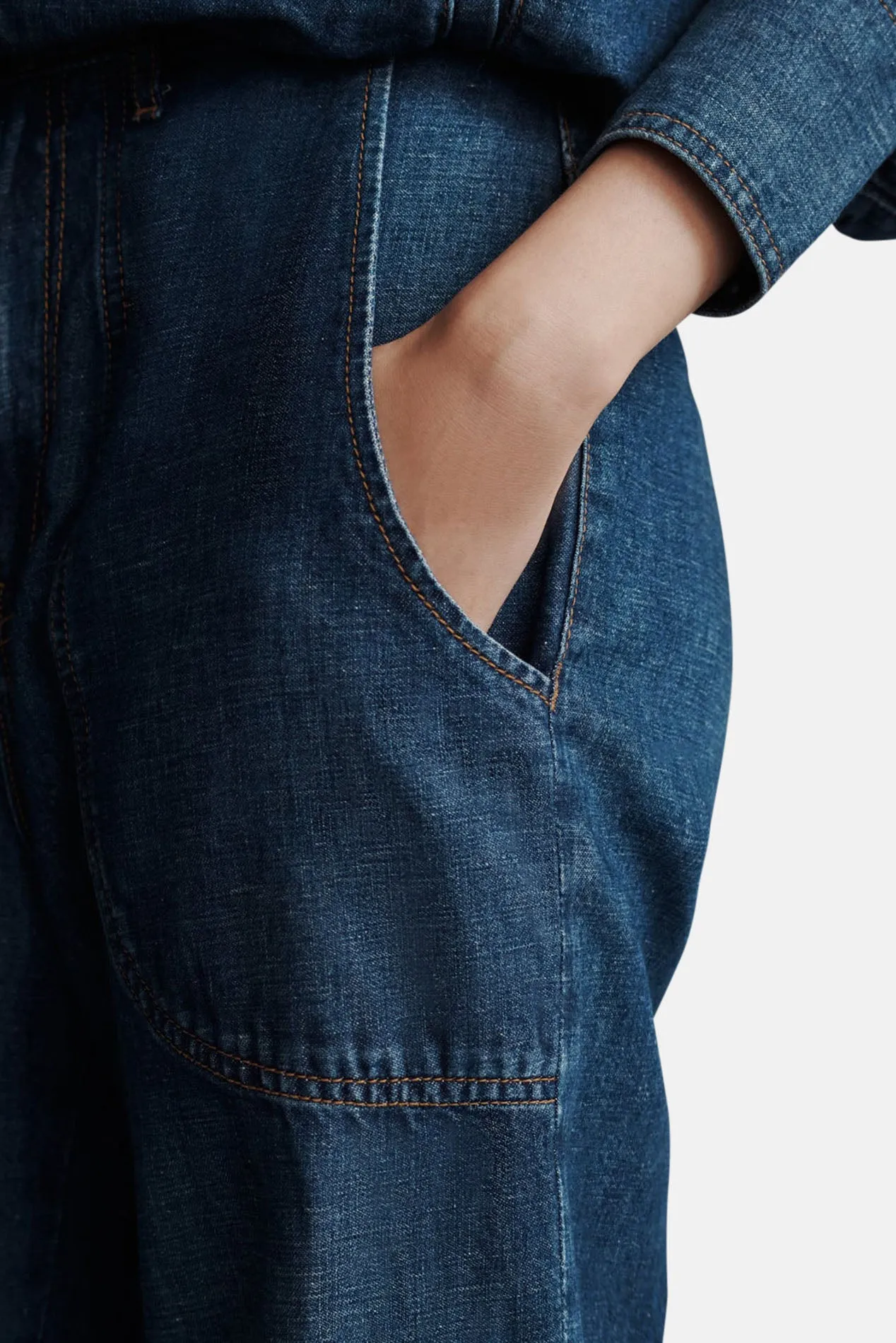 Jetties Beach Pant In Linen Cotton Denim Dark Wash sold by Blue & Cream product image thumbnail 4