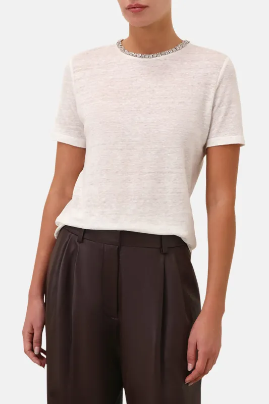 Illustration Embellished Tee Ivory sold by Blue & Cream