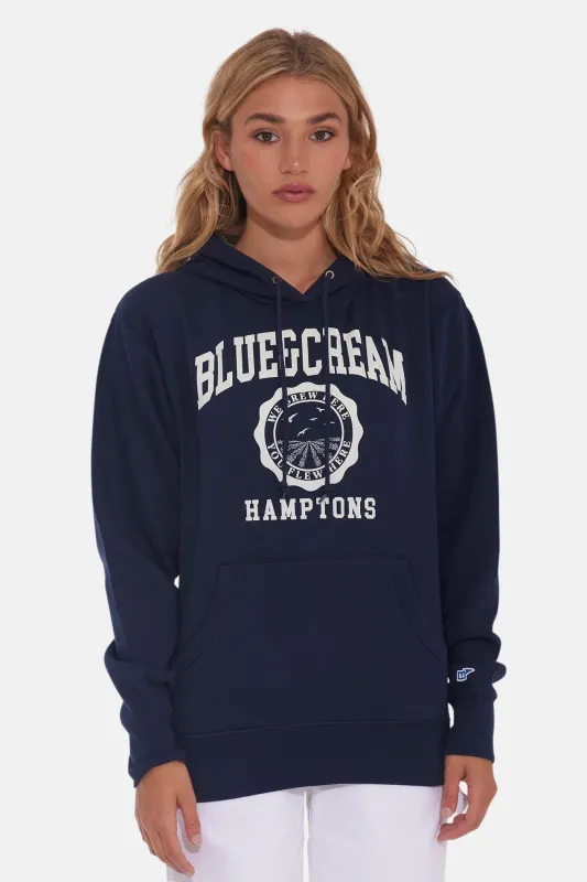 Hamptons We Grew Here Hoodie Navy sold by Blue & Cream