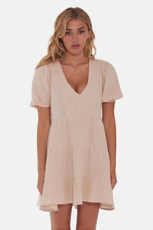 Lala Gauze Tiered Dress Natural sold by Blue & Cream