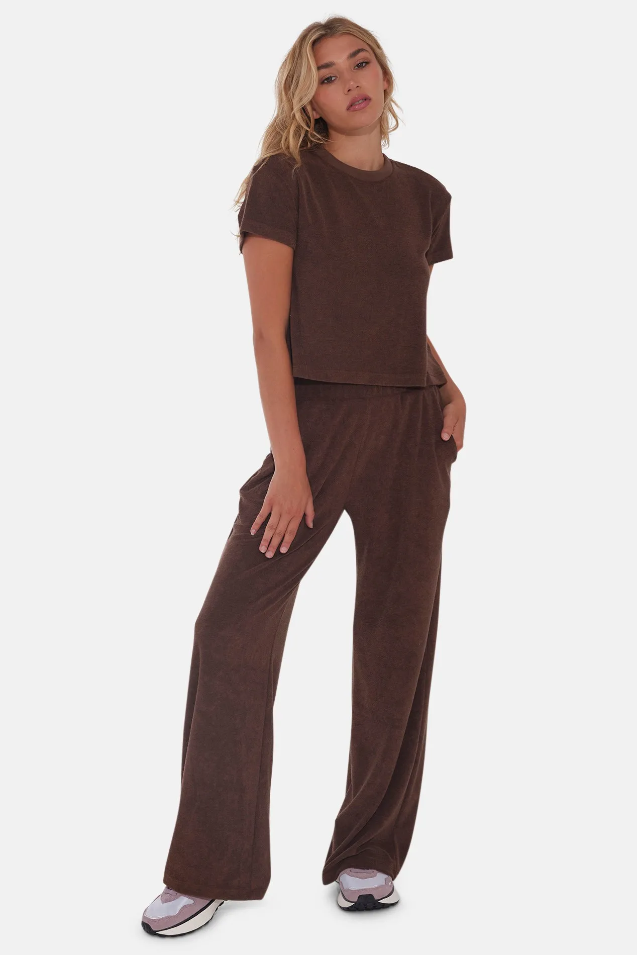 Goldie Wide Leg Terry Pant Brown sold by Blue & Cream product image thumbnail 4