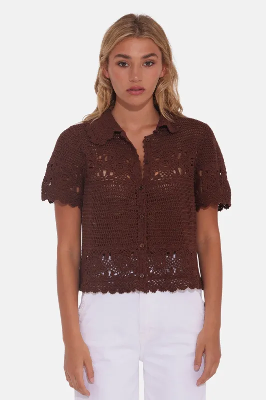 Molly Crochet Shirt Brown sold by Blue & Cream