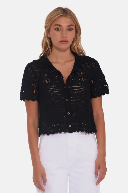 Molly Crochet Shirt Black sold by Blue & Cream