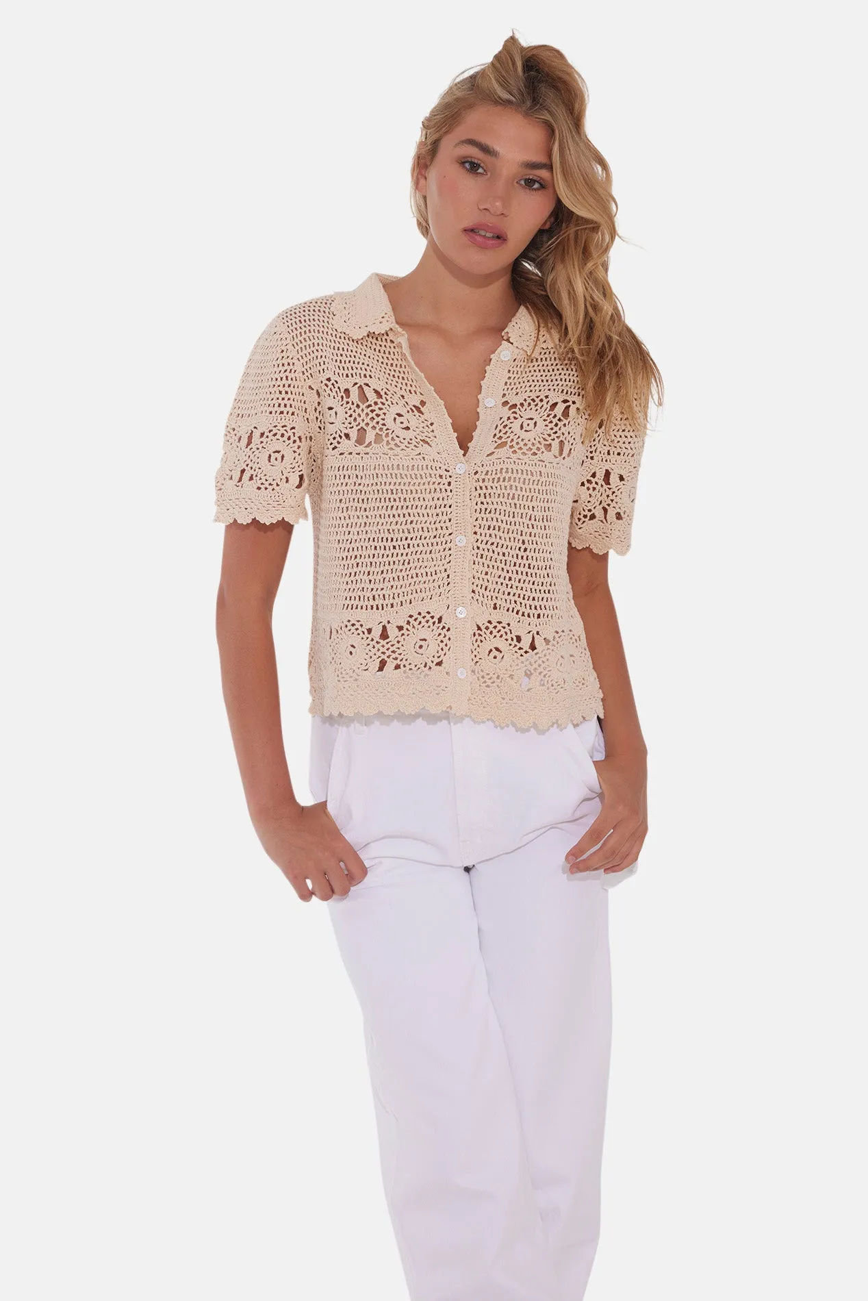 Molly Crochet Shirt Natural sold by Blue & Cream product image thumbnail 4