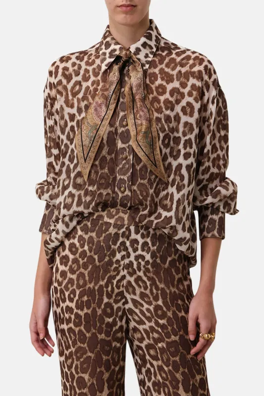 Illustration Leopard Shirt Chocolate Leopard made by Blue & Cream