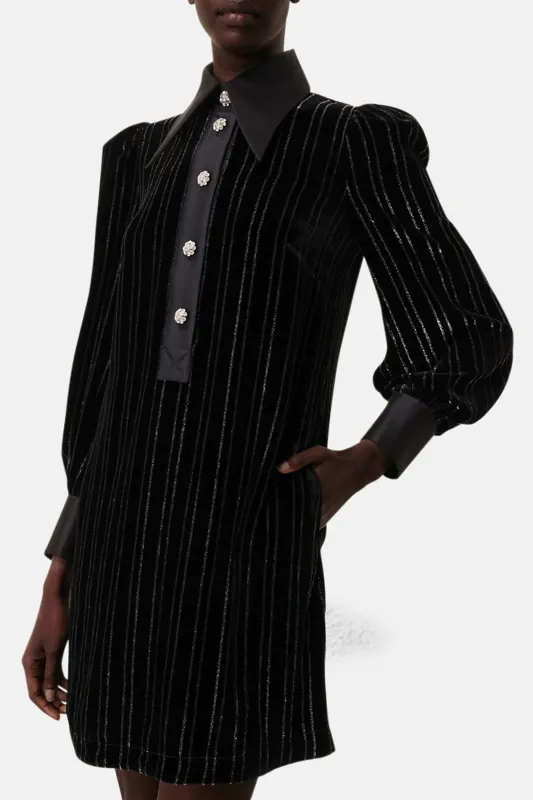 Illustration Velvet Mini Dress Black/Silver made by Zimmermann