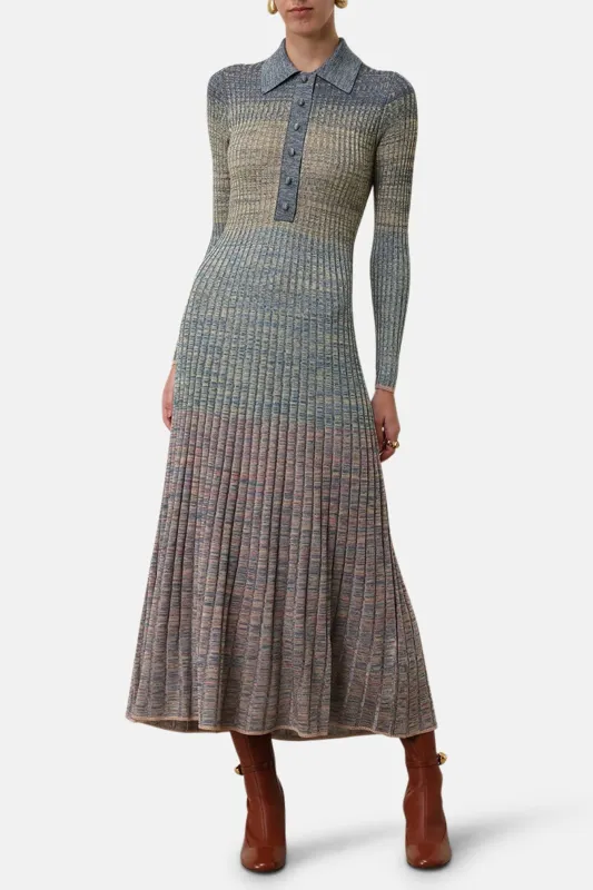 Illustration Mouline Polo Midi Dress Teal Multi made by Zimmermann