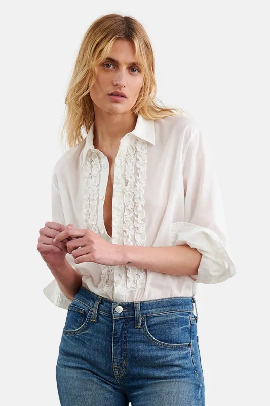 Nathael Ruffle Shirt Ivory sold by Blue & Cream