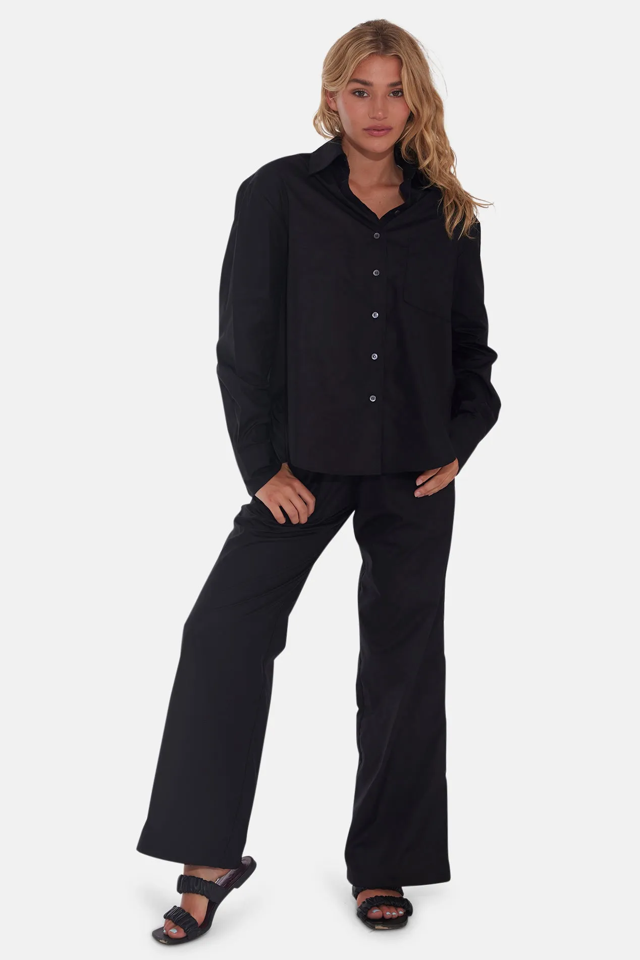Lily Poplin Boyfriend Shirt Black sold by Blue & Cream product image thumbnail 4