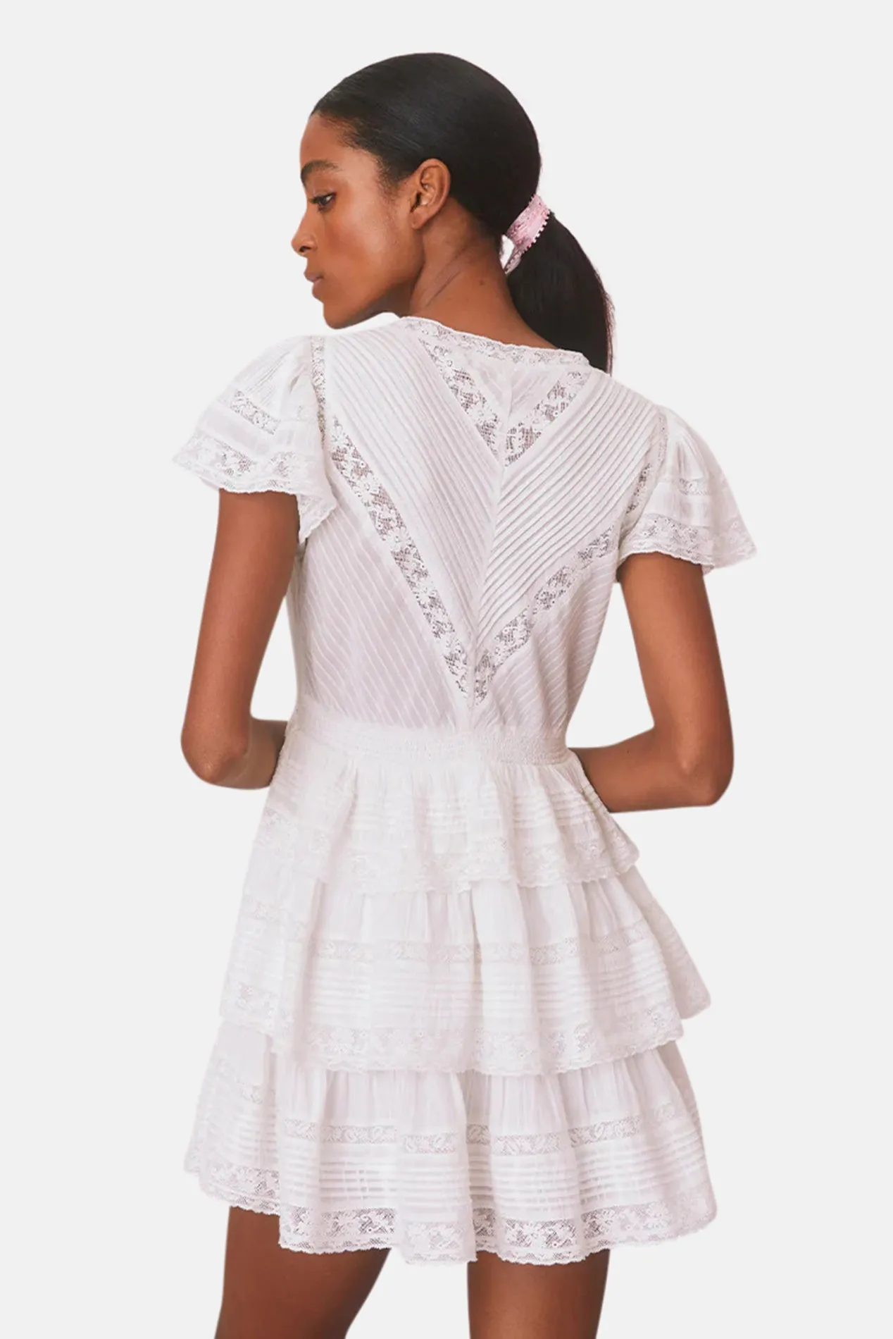 Binselle Flutter Sleeve Mini Dress True White sold by Blue & Cream product image thumbnail 4