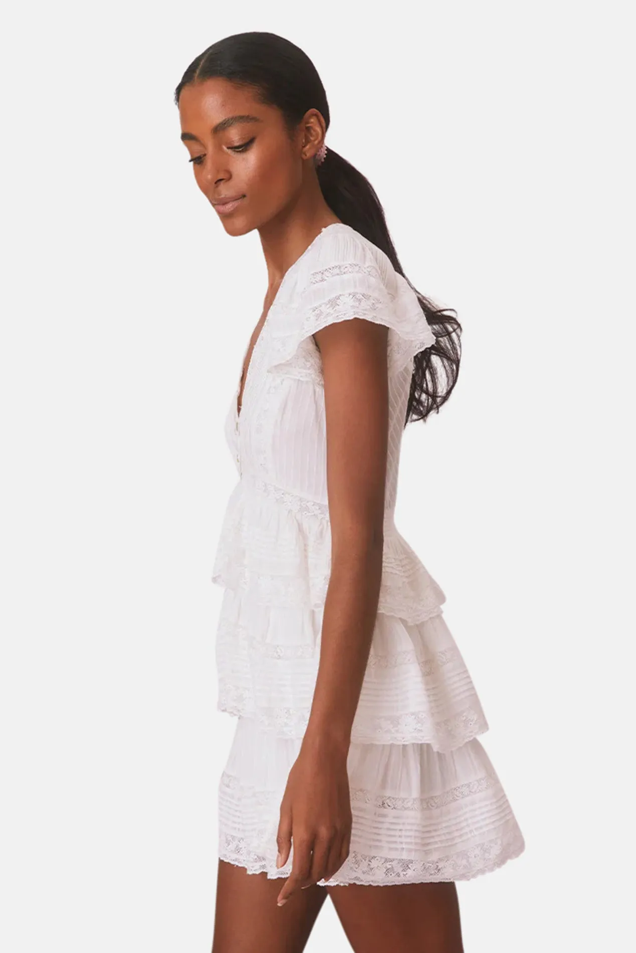 Binselle Flutter Sleeve Mini Dress True White sold by Blue & Cream product image thumbnail 2