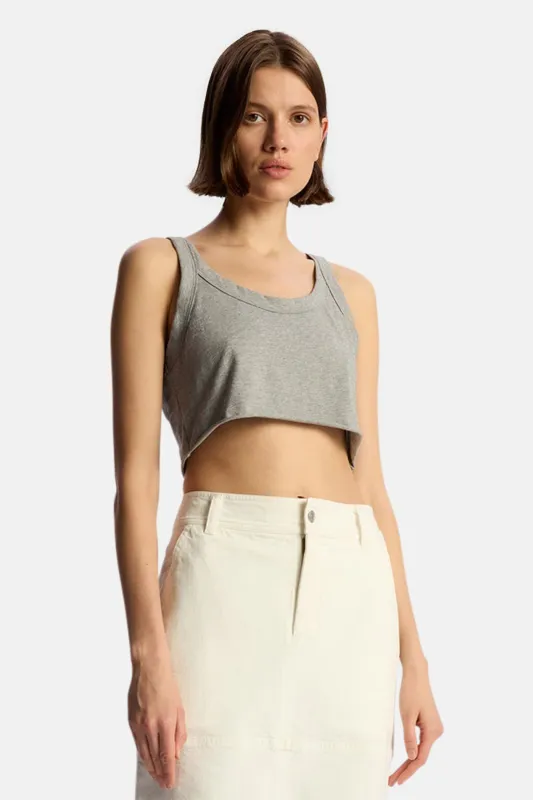 Halsey Cropped Cotton Rib Tank Grey Melange sold by Blue & Cream