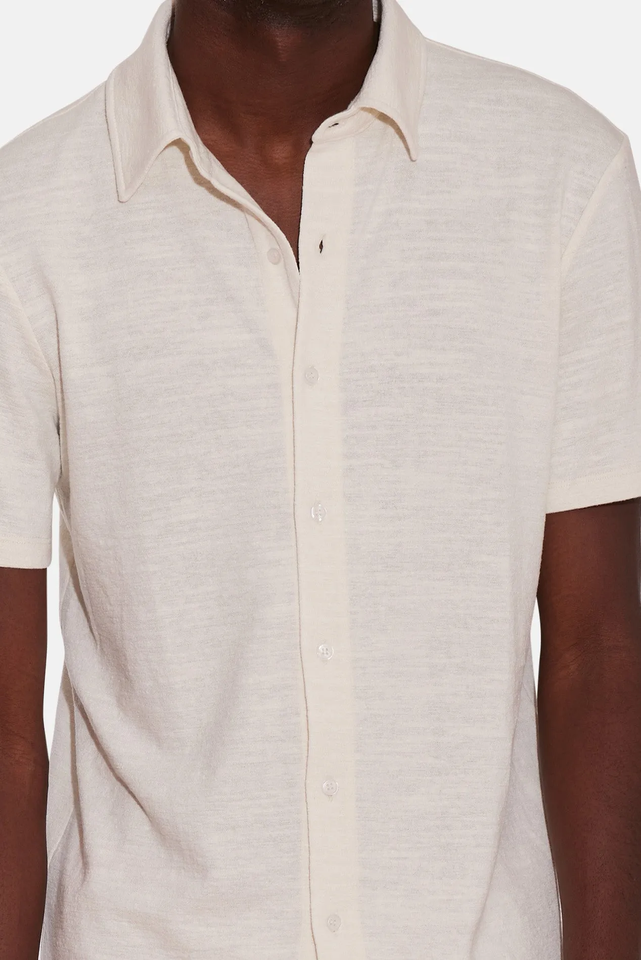 Short Sleeve Slub Buttondown Cream sold by Blue & Cream product image thumbnail 5