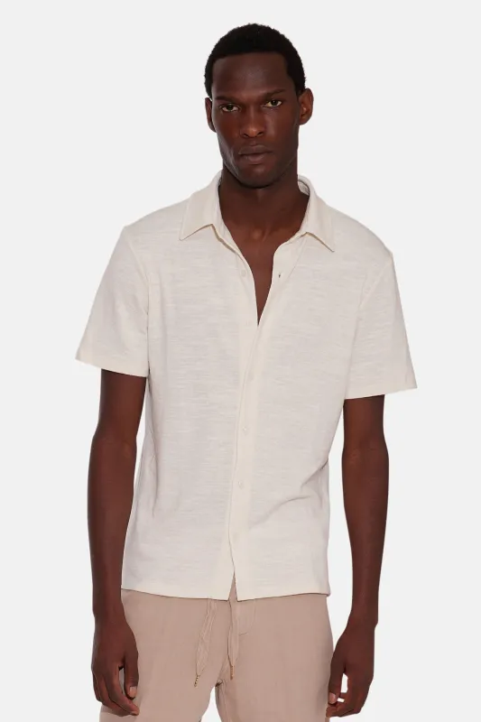 Short Sleeve Slub Buttondown Cream sold by Blue & Cream