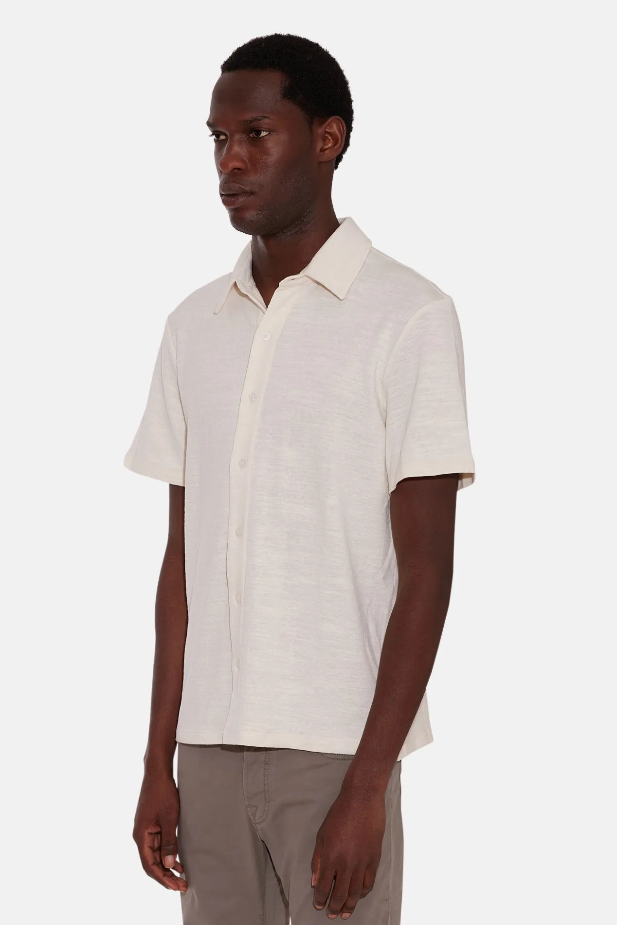 Short Sleeve Slub Buttondown Cream sold by Blue & Cream product image thumbnail 3