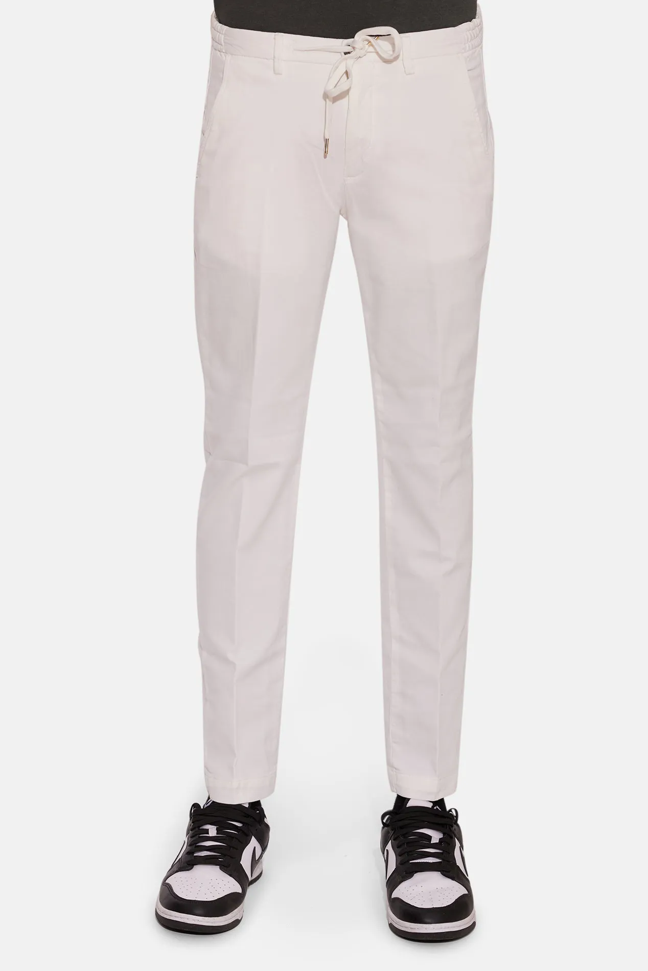 Stretch Cotton Slim Trouser White sold by Blue & Cream