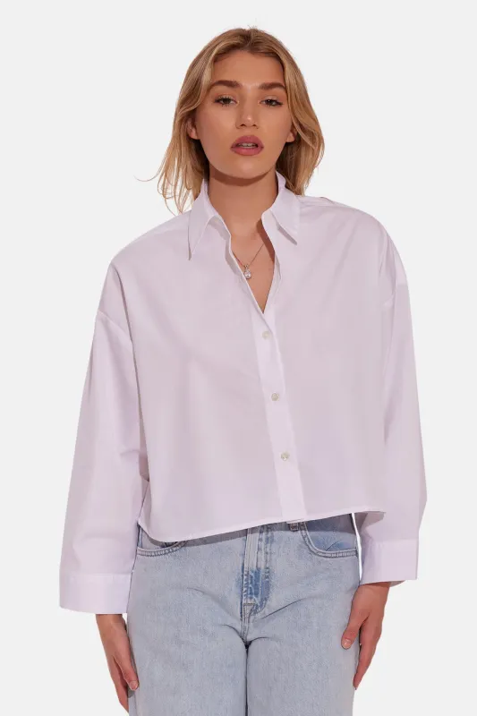Gansett Poplin Crop Shirt White sold by Blue & Cream