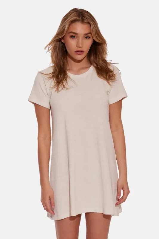 Terry Tee Dress Ivory sold by Blue & Cream