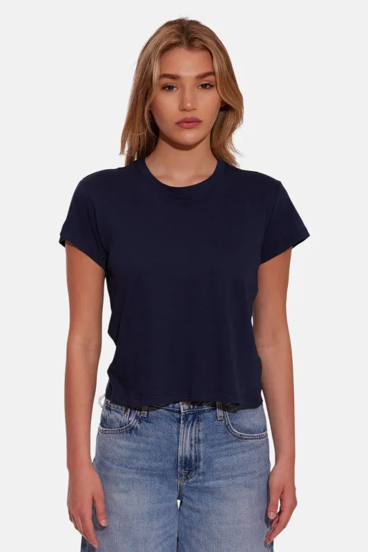 Bebe Lux Tee Navy sold by Blue & Cream
