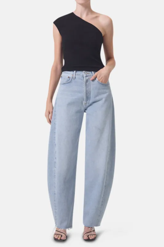Luna High Rise Pieced Taper Jean Void sold by Blue & Cream