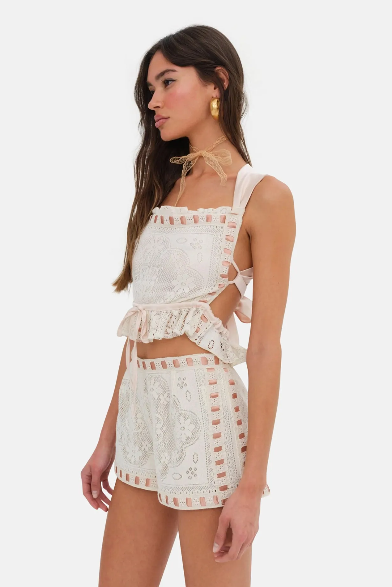 Charlotte Lace Short Cream sold by Blue & Cream product image thumbnail 5