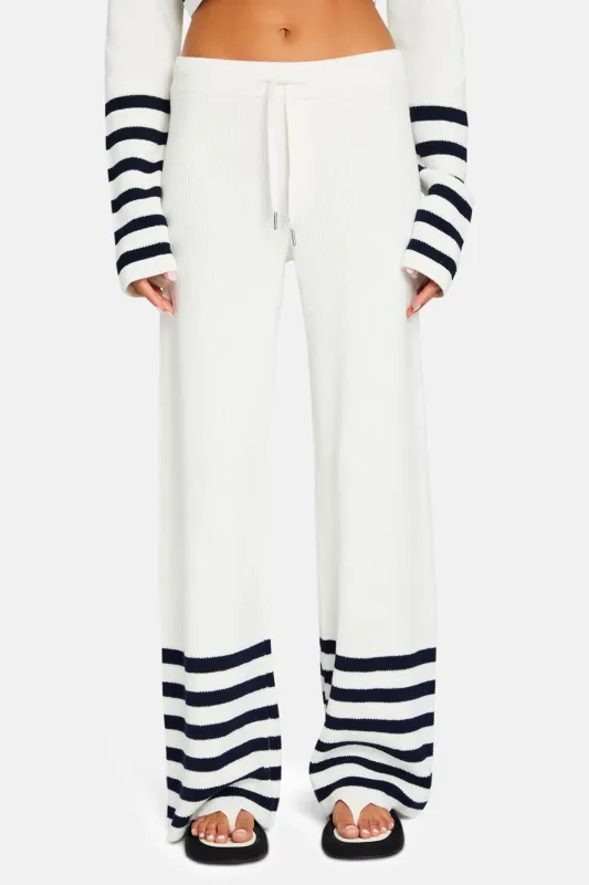 Poe Knit Pant White/Navy sold by Blue & Cream
