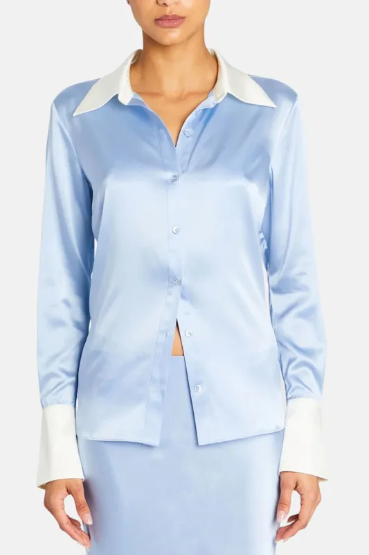 Olsen Silk Top Ice Blue made by Seroya