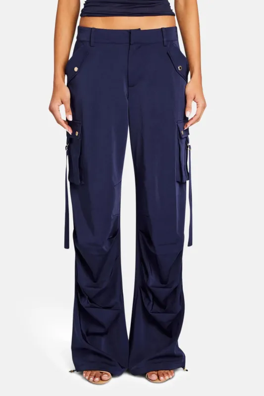 Lai Satin Cargo Pant Navy sold by Blue & Cream