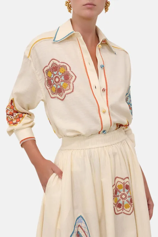 Ottie Doily Shirt Cream Multi sold by Blue & Cream