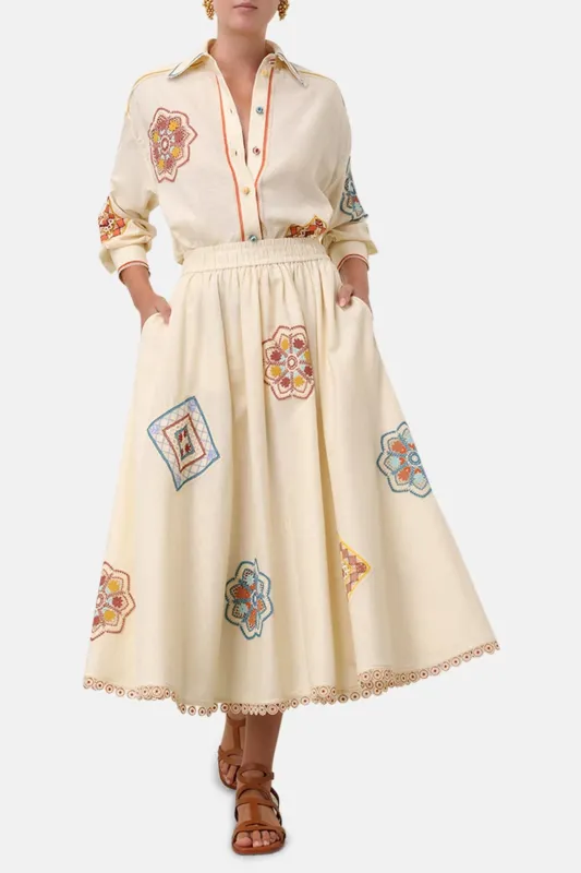 Ottie Doily Midi Skirt Cream Multi sold by Blue & Cream