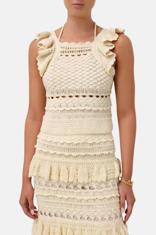 Waverly Crochet Halter Tank Cream sold by Blue & Cream