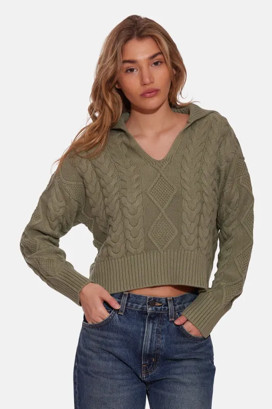 Natalie Cable Knit Sweater Turtle Bay sold by Blue & Cream