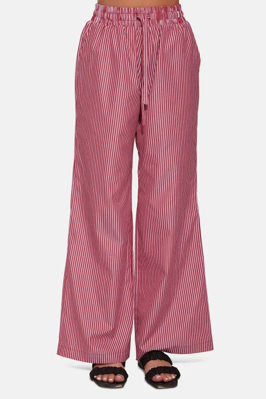 Georgica Beach Poplin Pant Red/White Stripe sold by Blue & Cream